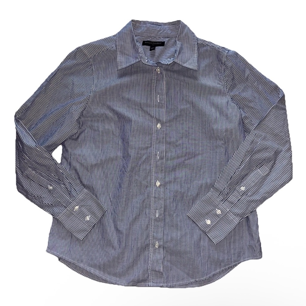 Banana Republic Riley Button Up Shirt Women Size XS Striped Long Sleeve Preppy